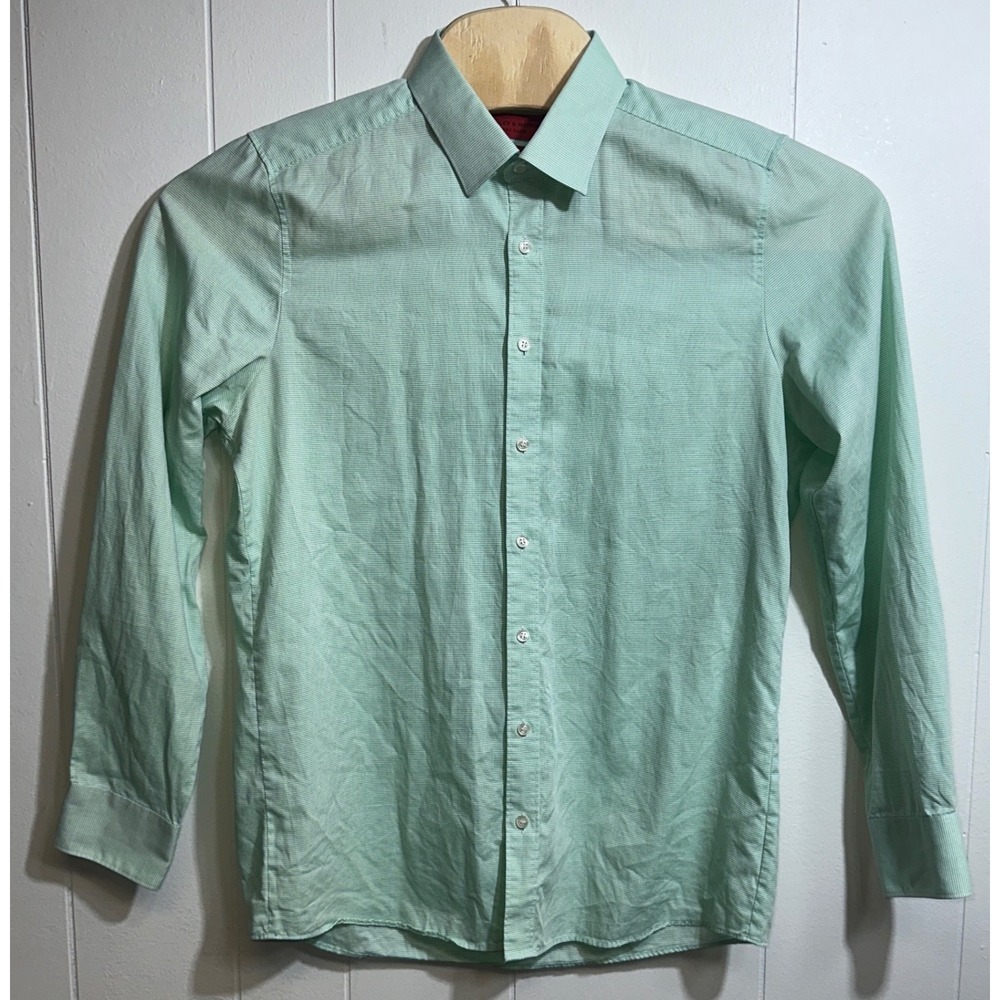 Finshley & Harding‎ Mens Slim Fit Easy Care Button Down Shirt Mint Green 42 L